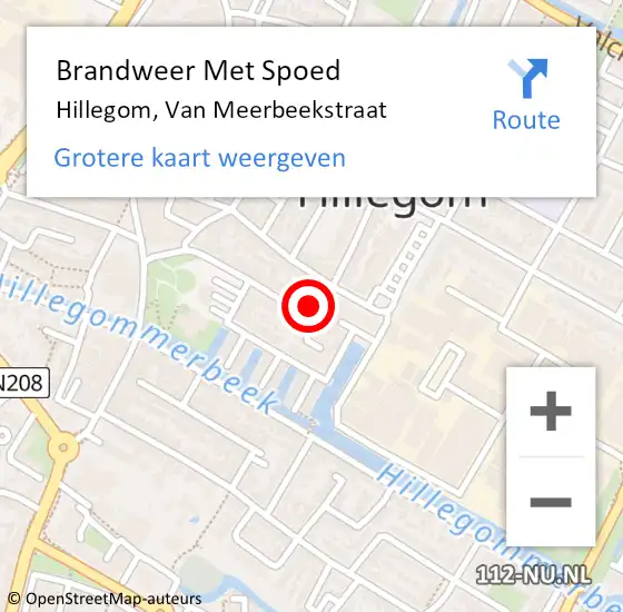 Locatie op kaart van de 112 melding: Brandweer Met Spoed Naar Hillegom, Van Meerbeekstraat op 1 november 2014 20:41