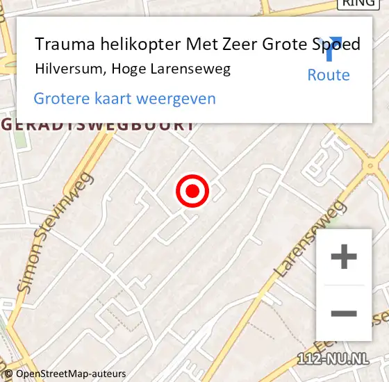 Locatie op kaart van de 112 melding: Trauma helikopter Met Zeer Grote Spoed Naar Hilversum, Hoge Larenseweg op 5 januari 2025 08:54