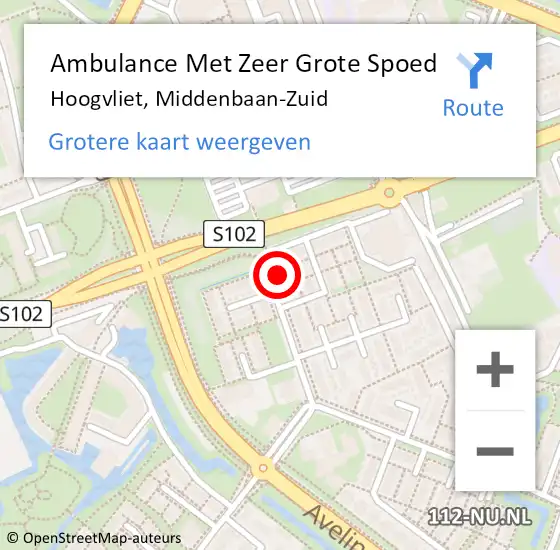 Locatie op kaart van de 112 melding: Ambulance Met Zeer Grote Spoed Naar Hoogvliet, Middenbaan-Zuid op 5 januari 2025 09:43