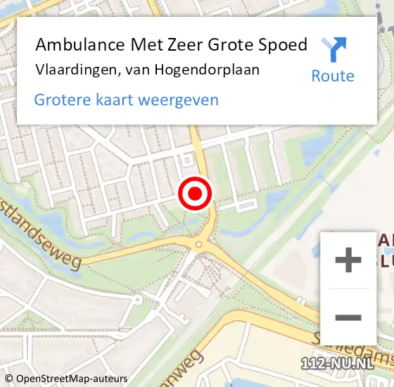 Locatie op kaart van de 112 melding: Ambulance Met Zeer Grote Spoed Naar Vlaardingen, van Hogendorplaan op 5 januari 2025 09:54