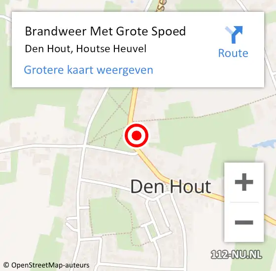 Locatie op kaart van de 112 melding: Brandweer Met Grote Spoed Naar Den Hout, Houtse Heuvel op 1 november 2014 21:04