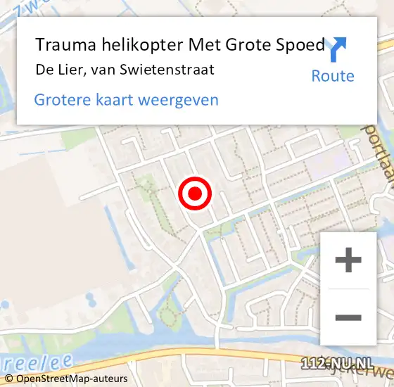 Locatie op kaart van de 112 melding: Trauma helikopter Met Grote Spoed Naar De Lier, van Swietenstraat op 5 januari 2025 10:34