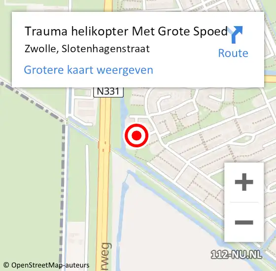 Locatie op kaart van de 112 melding: Trauma helikopter Met Grote Spoed Naar Zwolle, Slotenhagenstraat op 5 januari 2025 11:16