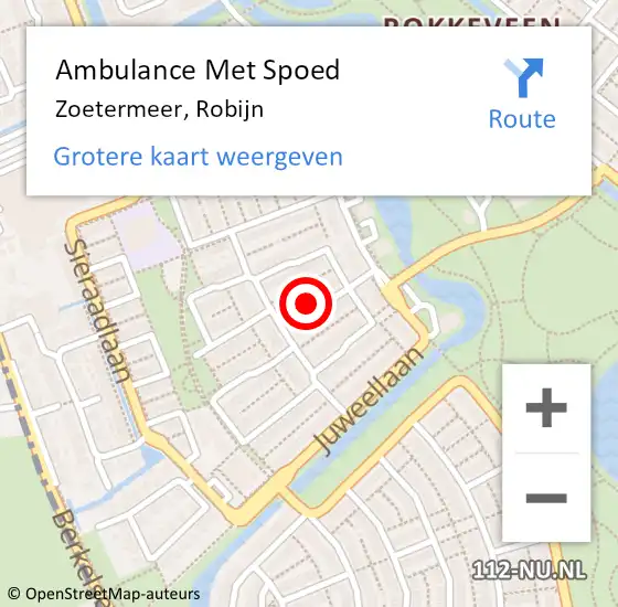 Locatie op kaart van de 112 melding: Ambulance Met Spoed Naar Zoetermeer, Robijn op 5 januari 2025 12:03