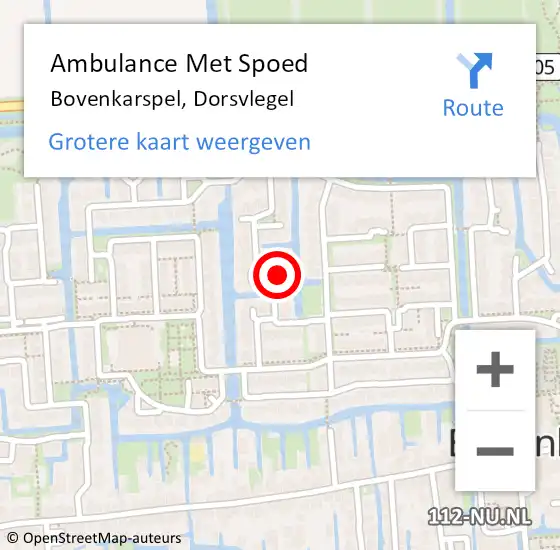 Locatie op kaart van de 112 melding: Ambulance Met Spoed Naar Bovenkarspel, Dorsvlegel op 5 januari 2025 12:33