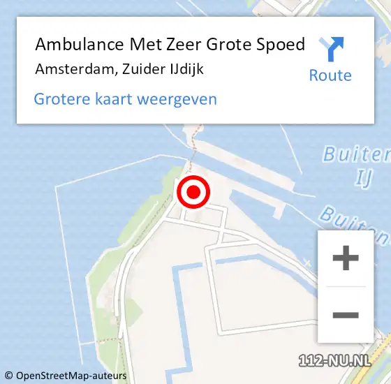 Locatie op kaart van de 112 melding: Ambulance Met Zeer Grote Spoed Naar Amsterdam, Zuider IJdijk op 5 januari 2025 14:43