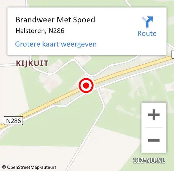 Locatie op kaart van de 112 melding: Brandweer Met Spoed Naar Halsteren, N286 hectometerpaal: 6195 op 1 november 2014 21:39