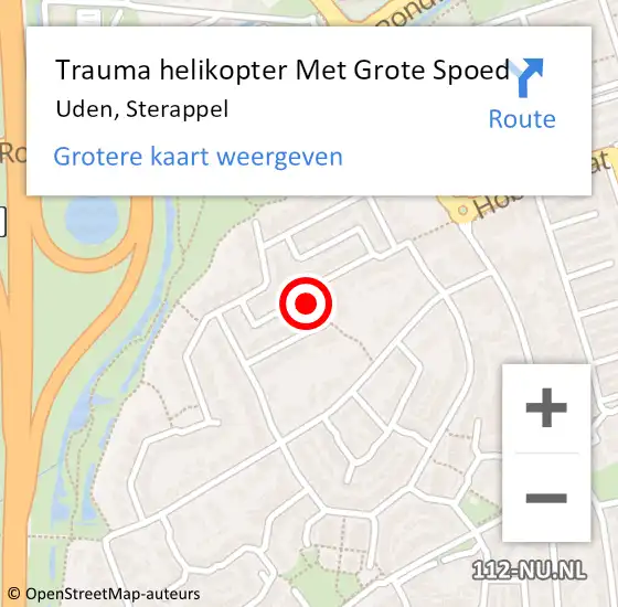 Locatie op kaart van de 112 melding: Trauma helikopter Met Grote Spoed Naar Uden, Sterappel op 5 januari 2025 15:53