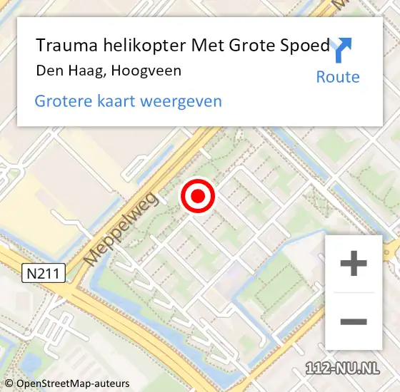 Locatie op kaart van de 112 melding: Trauma helikopter Met Grote Spoed Naar Den Haag, Hoogveen op 5 januari 2025 16:04