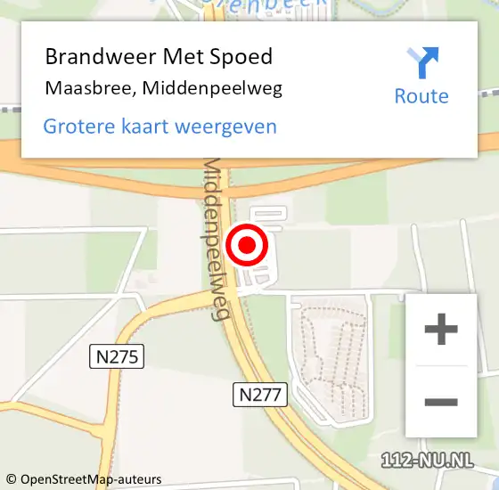 Locatie op kaart van de 112 melding: Brandweer Met Spoed Naar Maasbree, Middenpeelweg op 5 januari 2025 16:09