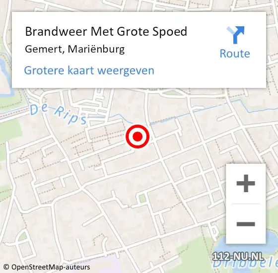 Locatie op kaart van de 112 melding: Brandweer Met Grote Spoed Naar Gemert, Mariënburg op 5 januari 2025 17:21