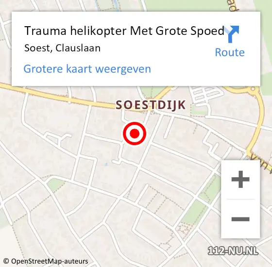 Locatie op kaart van de 112 melding: Trauma helikopter Met Grote Spoed Naar Soest, Clauslaan op 5 januari 2025 17:22