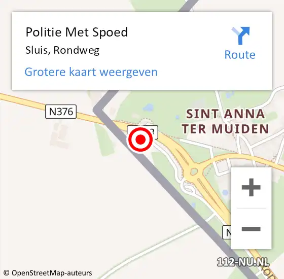 Locatie op kaart van de 112 melding: Politie Met Spoed Naar Sluis, Rondweg op 5 januari 2025 18:10