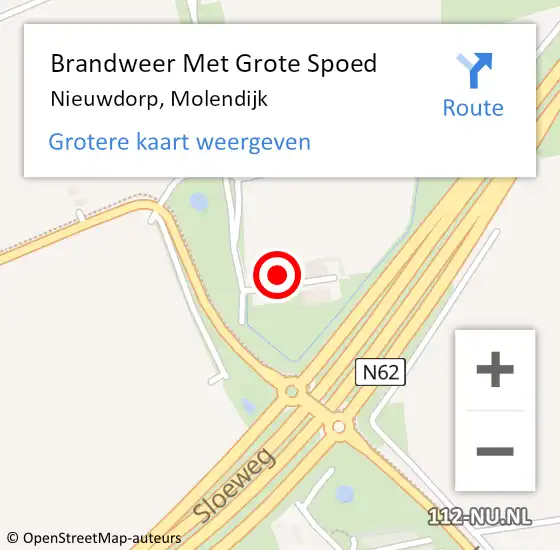 Locatie op kaart van de 112 melding: Brandweer Met Grote Spoed Naar Nieuwdorp, Molendijk op 5 januari 2025 18:13