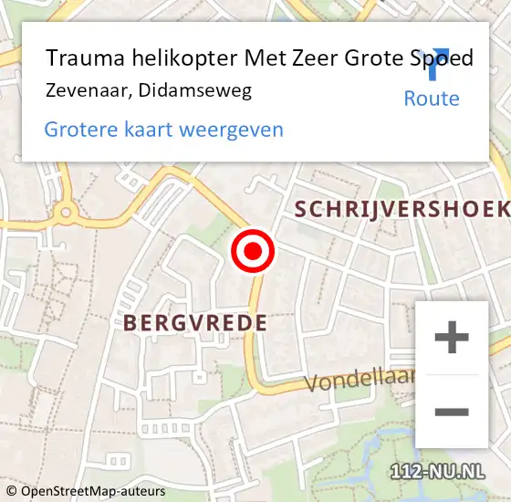 Locatie op kaart van de 112 melding: Trauma helikopter Met Zeer Grote Spoed Naar Zevenaar, Didamseweg op 5 januari 2025 18:28