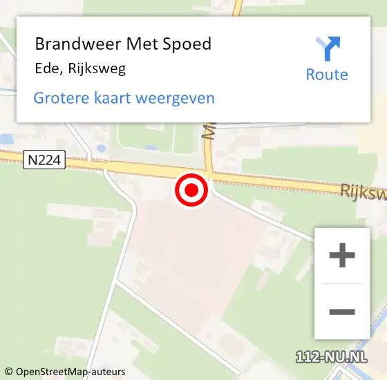 Locatie op kaart van de 112 melding: Brandweer Met Spoed Naar Ede, Rijksweg op 5 januari 2025 18:41