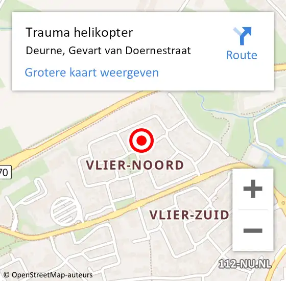 Locatie op kaart van de 112 melding: Trauma helikopter Deurne, Gevart van Doernestraat op 5 januari 2025 19:14