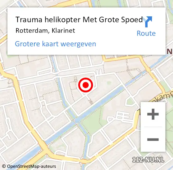 Locatie op kaart van de 112 melding: Trauma helikopter Met Grote Spoed Naar Rotterdam, Klarinet op 5 januari 2025 19:40