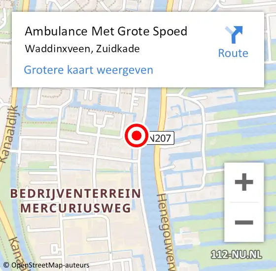 Locatie op kaart van de 112 melding: Ambulance Met Grote Spoed Naar Waddinxveen, Zuidkade op 5 januari 2025 20:26