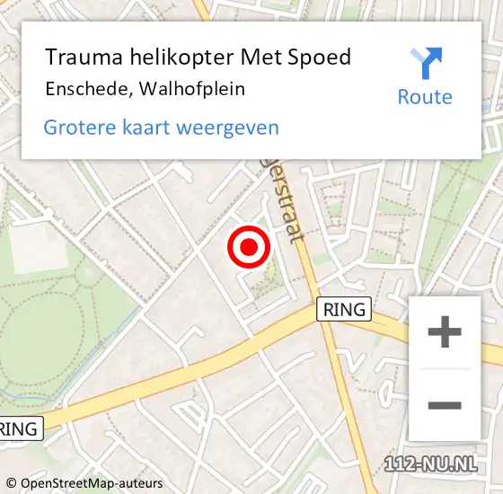 Locatie op kaart van de 112 melding: Trauma helikopter Met Spoed Naar Enschede, Walhofplein op 5 januari 2025 21:27