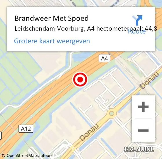 Locatie op kaart van de 112 melding: Brandweer Met Spoed Naar Leidschendam-Voorburg, A4 hectometerpaal: 44,8 op 5 januari 2025 22:28