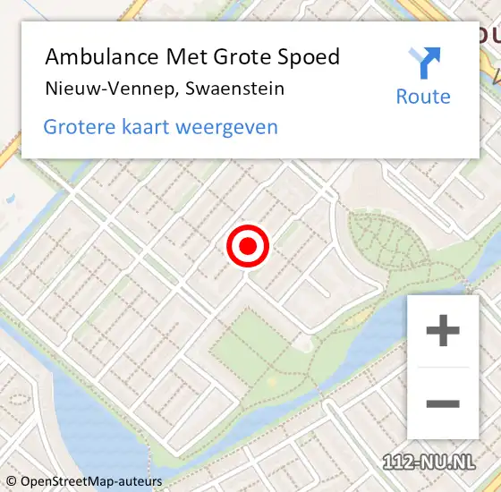 Locatie op kaart van de 112 melding: Ambulance Met Grote Spoed Naar Nieuw-Vennep, Swaenstein op 5 januari 2025 22:49