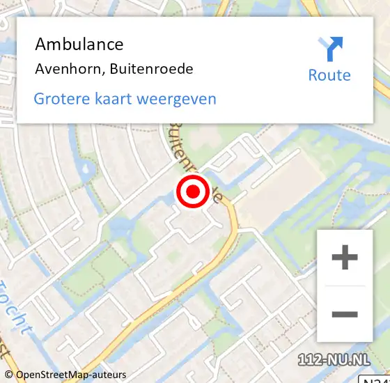 Locatie op kaart van de 112 melding: Ambulance Avenhorn, Buitenroede op 6 januari 2025 01:20