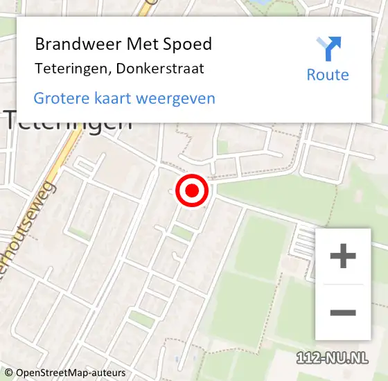 Locatie op kaart van de 112 melding: Brandweer Met Spoed Naar Teteringen, Donkerstraat op 6 januari 2025 02:11