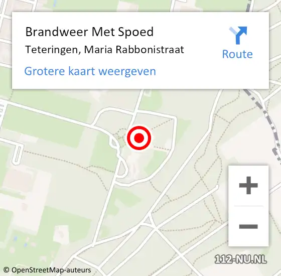 Locatie op kaart van de 112 melding: Brandweer Met Spoed Naar Teteringen, Maria Rabbonistraat op 6 januari 2025 02:26