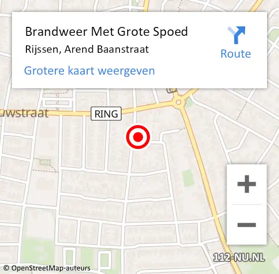 Locatie op kaart van de 112 melding: Brandweer Met Grote Spoed Naar Rijssen, Arend Baanstraat op 6 januari 2025 07:24