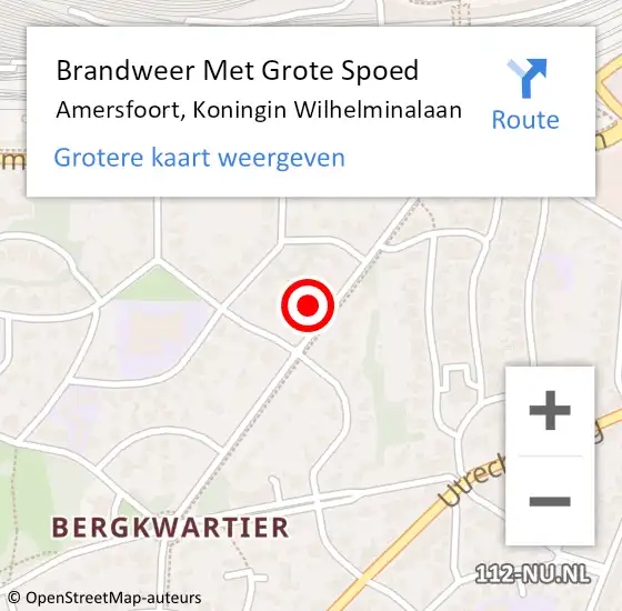 Locatie op kaart van de 112 melding: Brandweer Met Grote Spoed Naar Amersfoort, Koningin Wilhelminalaan op 6 januari 2025 07:27