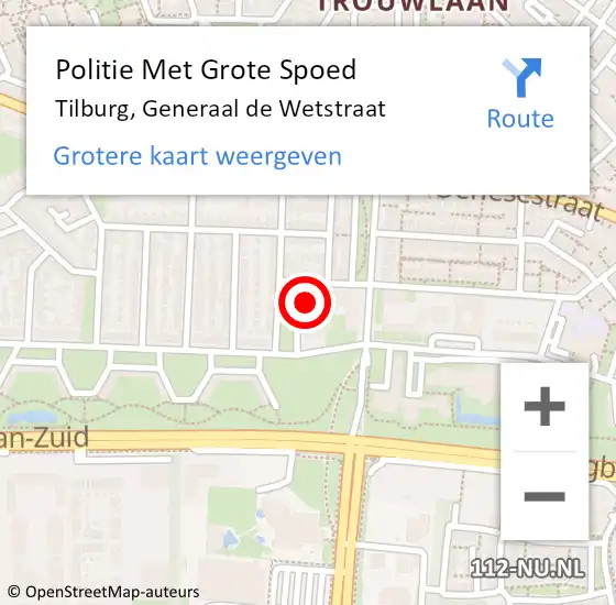 Locatie op kaart van de 112 melding: Politie Met Grote Spoed Naar Tilburg, Generaal de Wetstraat op 6 januari 2025 08:22