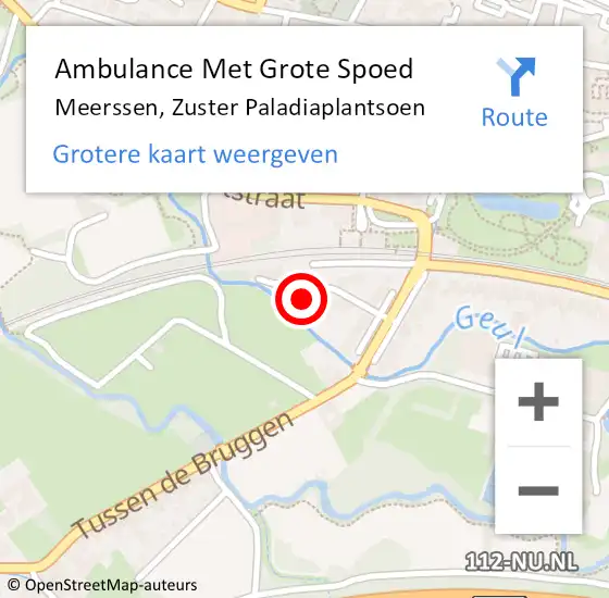 Locatie op kaart van de 112 melding: Ambulance Met Grote Spoed Naar Meerssen, Zuster Paladiaplantsoen op 1 november 2014 23:46