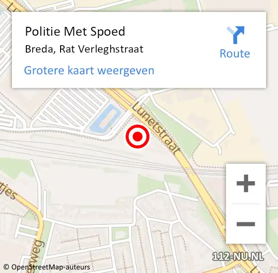 Locatie op kaart van de 112 melding: Politie Met Spoed Naar Breda, Rat Verleghstraat op 6 januari 2025 09:31