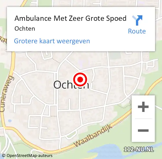 Locatie op kaart van de 112 melding: Ambulance Met Zeer Grote Spoed Naar Ochten op 6 januari 2025 09:51