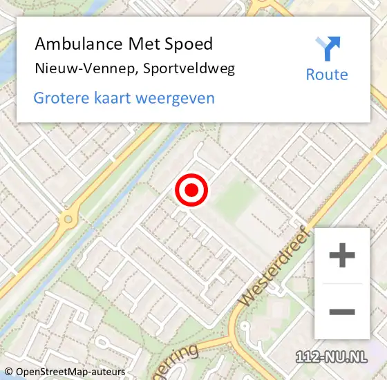 Locatie op kaart van de 112 melding: Ambulance Met Spoed Naar Nieuw-Vennep, Sportveldweg op 6 januari 2025 10:56