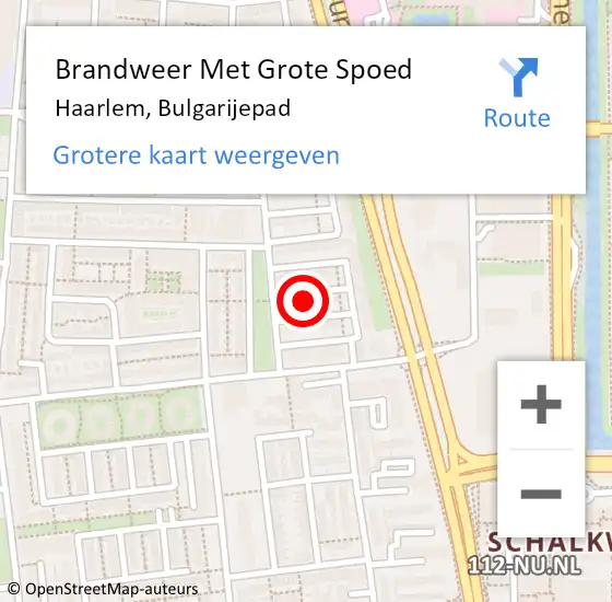 Locatie op kaart van de 112 melding: Brandweer Met Grote Spoed Naar Haarlem, Bulgarijepad op 6 januari 2025 10:58