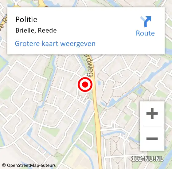 Locatie op kaart van de 112 melding: Politie Brielle, Reede op 6 januari 2025 12:24