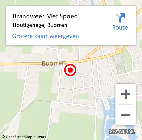 Locatie op kaart van de 112 melding: Brandweer Met Spoed Naar Houtigehage, Buorren op 6 januari 2025 12:26