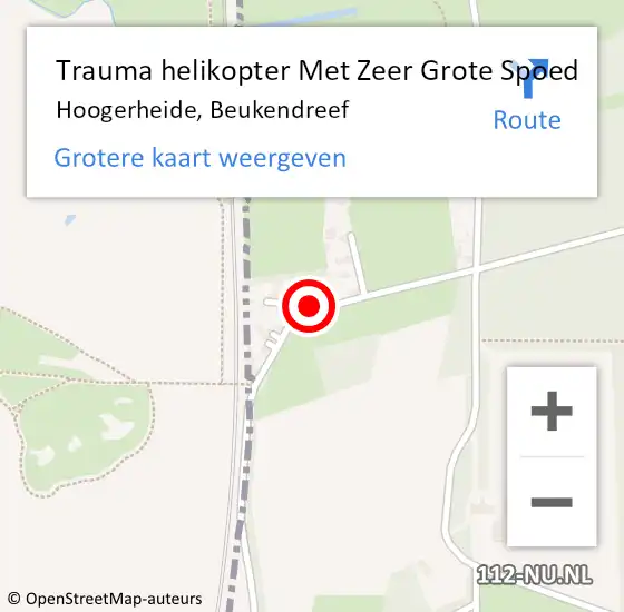 Locatie op kaart van de 112 melding: Trauma helikopter Met Zeer Grote Spoed Naar Hoogerheide, Beukendreef op 6 januari 2025 12:50