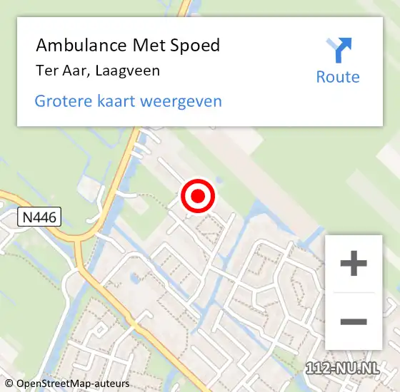 Locatie op kaart van de 112 melding: Ambulance Met Spoed Naar Ter Aar, Laagveen op 2 november 2014 00:31