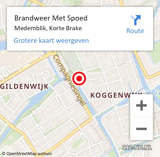 Locatie op kaart van de 112 melding: Brandweer Met Spoed Naar Medemblik, Korte Brake op 6 januari 2025 13:02