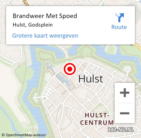 Locatie op kaart van de 112 melding: Brandweer Met Spoed Naar Hulst, Godsplein op 6 januari 2025 13:16