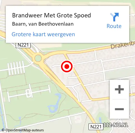 Locatie op kaart van de 112 melding: Brandweer Met Grote Spoed Naar Baarn, van Beethovenlaan op 6 januari 2025 13:34