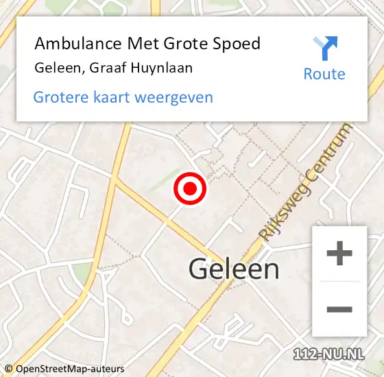 Locatie op kaart van de 112 melding: Ambulance Met Grote Spoed Naar Geleen, Graaf Huynlaan op 2 november 2014 00:55