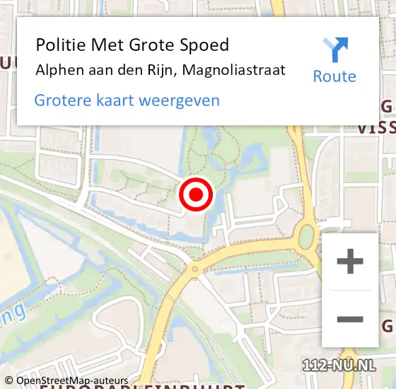 Locatie op kaart van de 112 melding: Politie Met Grote Spoed Naar Alphen aan den Rijn, Magnoliastraat op 6 januari 2025 13:56