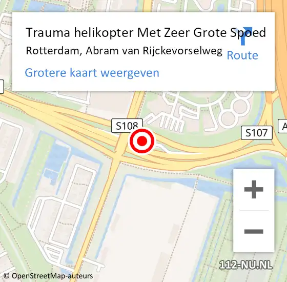 Locatie op kaart van de 112 melding: Trauma helikopter Met Zeer Grote Spoed Naar Rotterdam, Abram van Rijckevorselweg op 6 januari 2025 14:16