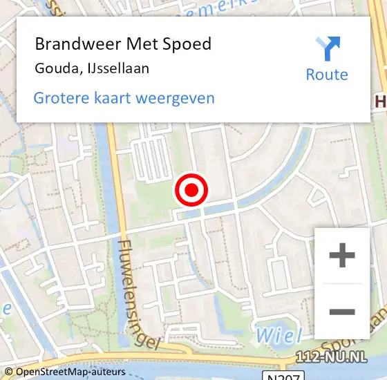 Locatie op kaart van de 112 melding: Brandweer Met Spoed Naar Gouda, IJssellaan op 6 januari 2025 14:26