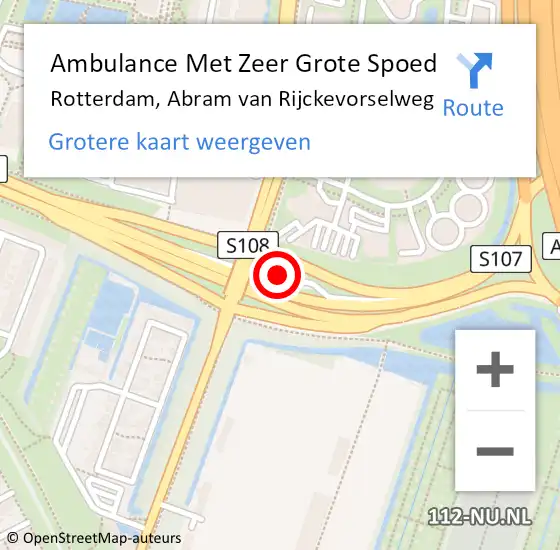 Locatie op kaart van de 112 melding: Ambulance Met Zeer Grote Spoed Naar Rotterdam, Abram van Rijckevorselweg op 6 januari 2025 14:26