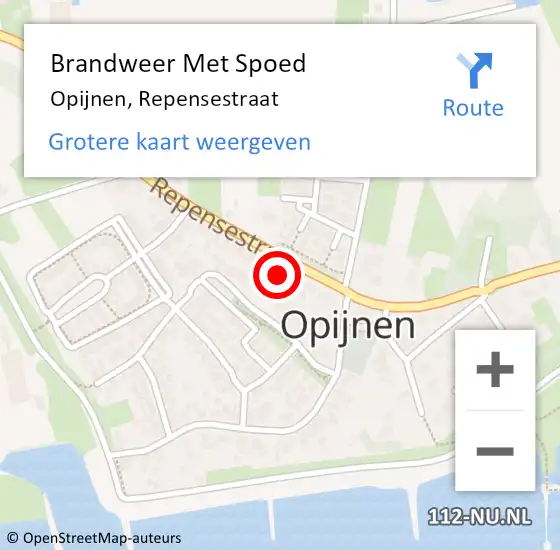 Locatie op kaart van de 112 melding: Brandweer Met Spoed Naar Opijnen, Repensestraat op 6 januari 2025 14:28